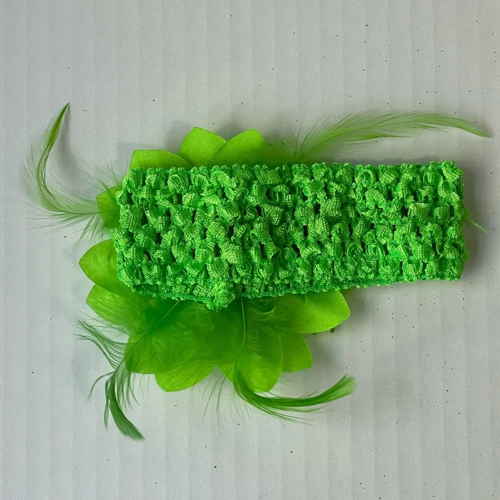 Set of 3 Stretchy Toddler Kids Headbands Floral Glitter Feather